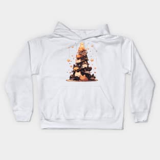 Kawaii Cat Catmas Tree: A Furry Festive Art Christmas Kids Hoodie